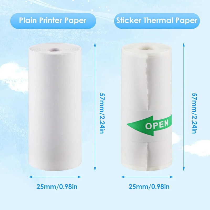 Papier thermique auto-adhésif, impression de 57mm de largeur, blanc, étiquette autocollante pour portable Mini Prquinze et appareils photo, 10 pièces