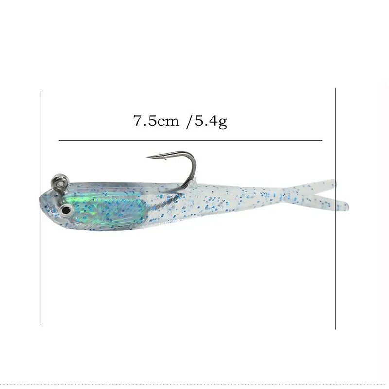 Mini leurre souple en PVC pour la pêche en eau salée et douce, faux appâts artificiels, 75mm, 6.5g