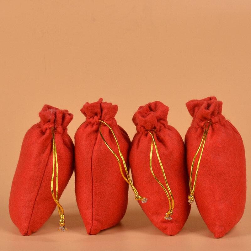 50 pcs/lot 10x15 cm rouge feutre tissu cordon sac Halloween cadeau écouteur jouet bijoux emballage affichage pochettes en gros