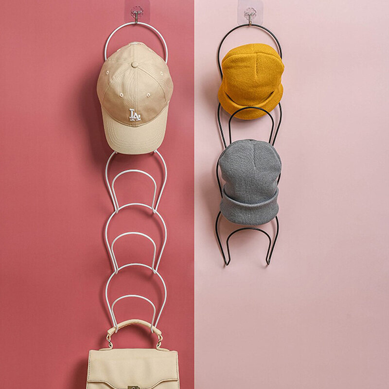 5Pcs Multifunctional เหล็กหมวก Hooks Multi-Layer หมวกเก็บแยกของ Rack หมวกผ้าพันคอกระเป๋าเบสบอลหมวกออแกไนเซอร์แร็คแขวน