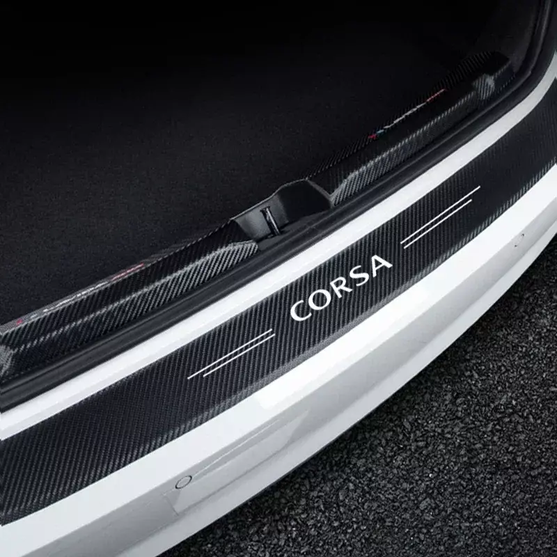 Stiker ambang pintu mobil, pita pelindung ambang pintu Anti gores untuk Logo Opel Corsa Strip pelindung Bumper bagasi belakang