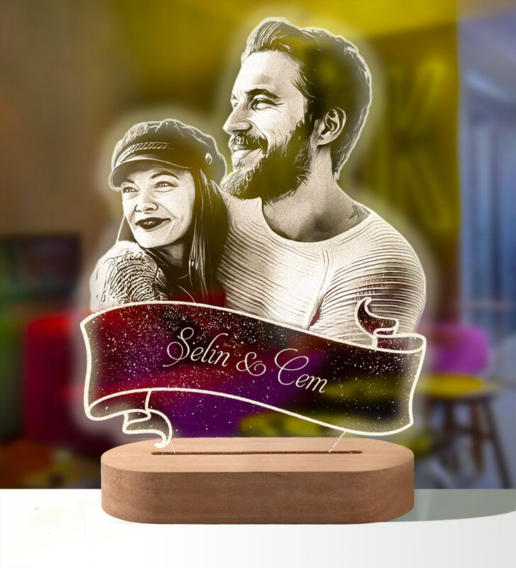 Personalized 3D Photo Lamp Custom Photo And Text Customized Valentine's Day Wedding Anniversary Birthday 3D Night Light Gifts