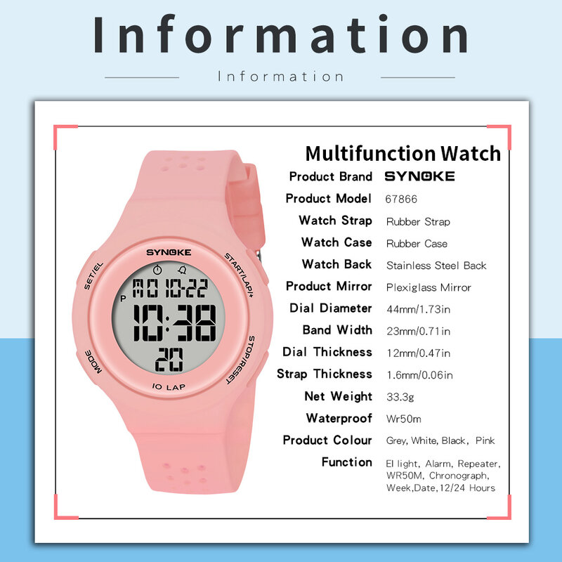 Relógios Digitais Ultrafinos para Mulheres, Relógio Esportivo Impermeável, Relógio Eletrônico LED, Relógio de Pulso Feminino, 50m