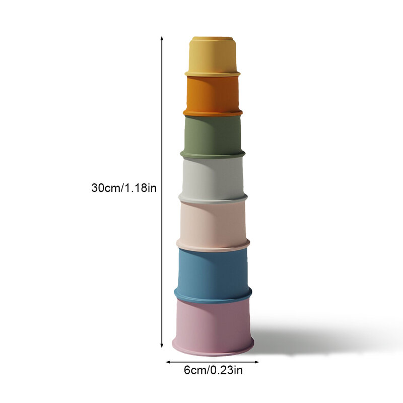 7Pcs Baby Stacking Cups Toy Silicone Education Building Blocks Toys Stacking Cup Montessori Toys Educational Hourglass Toys