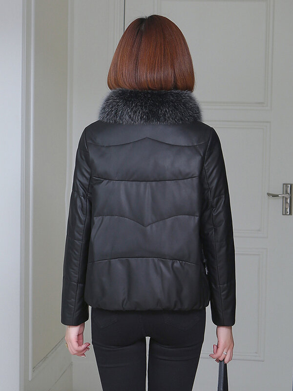 2024 зимняя куртка Haining из натуральной кожи для женщин пуховик короткий стиль Новый Лисий меховой воротник Корейская версия овечья кожа