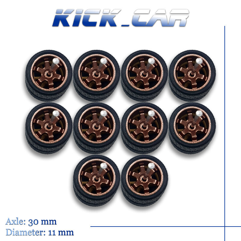KicarMod 1/64 Wheels with Tires from TE37 Toy Wheels for Hobby Diecast Model Cars Hot Wheels Modified Parts 5 set/pack