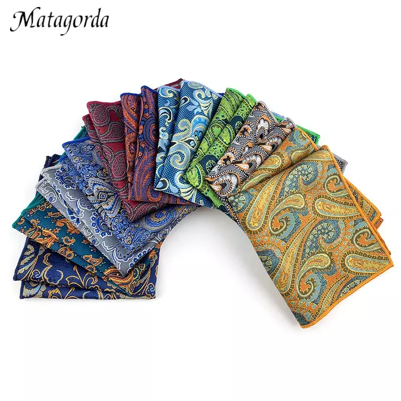 23*23cm Luxury Jacquard Pocket Square Hanky Paisley Striped Floral Handerkerief for Man Business Wedding Suit Accessory Gift