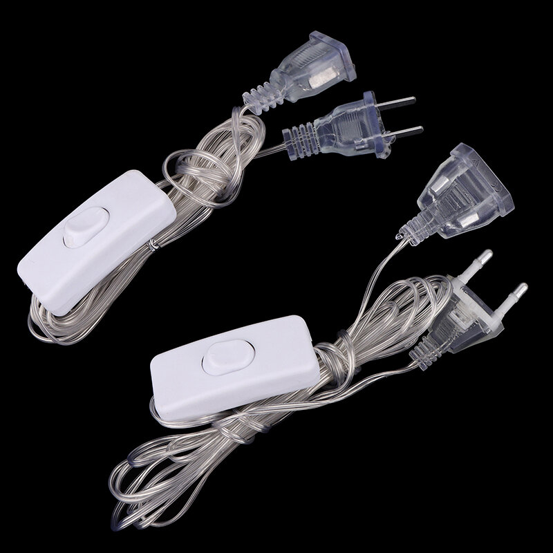 3m Plug Extender kabel ekstensi kawat steker EU/US untuk LED lampu tali pernikahan Navidad dekorasi Led karangan bunga DIY lampu Natal