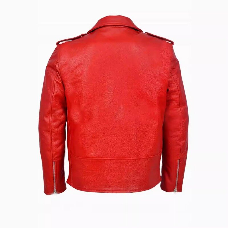 Men's Biker Leather Jacket Autumn/Winter Men's Leather Short Diagonal Zipper Men's Fashion Jacket