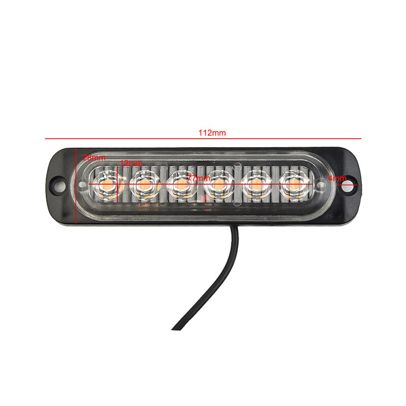 Luz LED superbrillante para coche, lámpara de advertencia de seguridad para camión, todoterreno, SUV, cc 12V-24V, 18W, 6 LED
