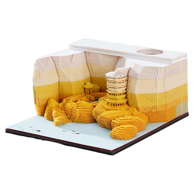 3D Memo Pads com Forma Paisagem, Sticky Note Cubes, 3D Desk Calendar, Mini Modelo Paisagem, Acessórios de Escritório, Presente