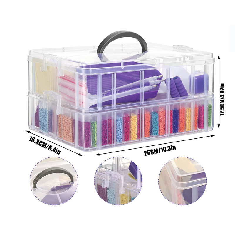54/88 Bottles Diamond Painting Double Layer Suitcase Storage Container Bead Organzier with Accessories Storage Box