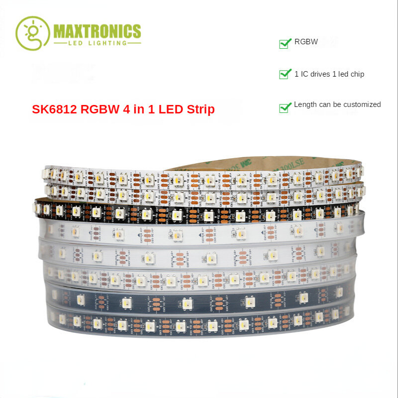 SK6812 RGBW Led Strip Light 4 IN 1 Similar WS2812B 30 60 144 LEDs/m Individual Addressable RGBWW Led Lights IP30 65 67 DC5V