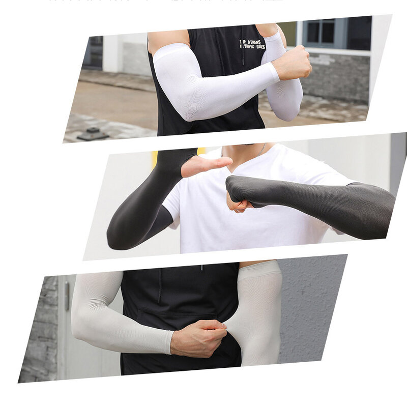 Sarung lengan bersepeda Ice Silk, pelindung lengan pengendara Anti sinar matahari, pelindung UV besar untuk bersepeda musim panas
