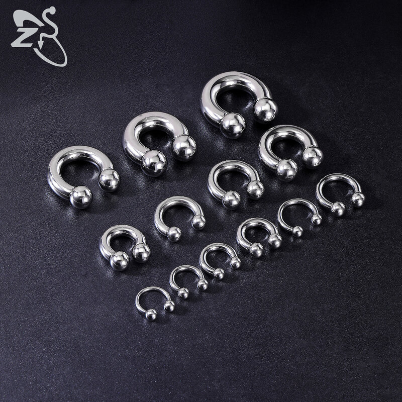 ZS-Anillo de Nariz de herradura de acero inoxidable para hombres, Piercings de calibre grande, expansor de oreja, Piercing de tabique, roscado interno, 2, 4, 6, 8G, 1 pieza