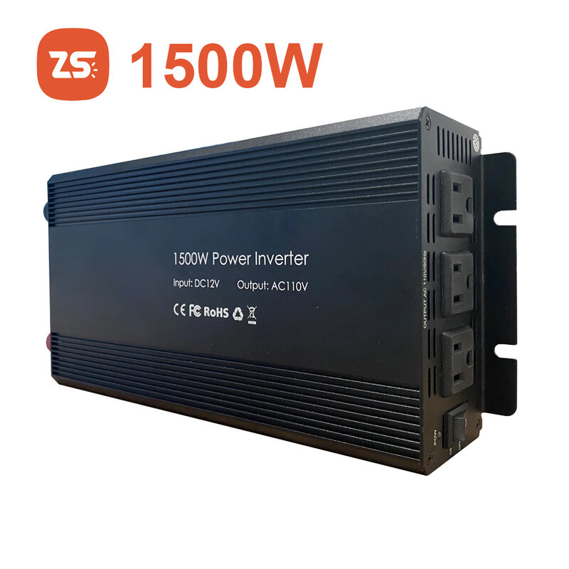 Inverter daya gelombang sinus modifikasi, 24 bulan garansi 1500 Watt 12V DC ke AC 110V/120V/220V/230V dengan Output AC USB