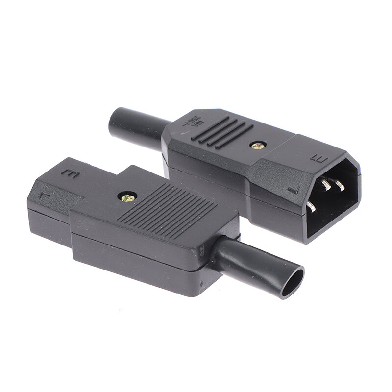 Prise de câble droite noire, prise mâle et femelle, remplacement de connecteur de document, AC 250V, 10A, 3 broches, C13, C14