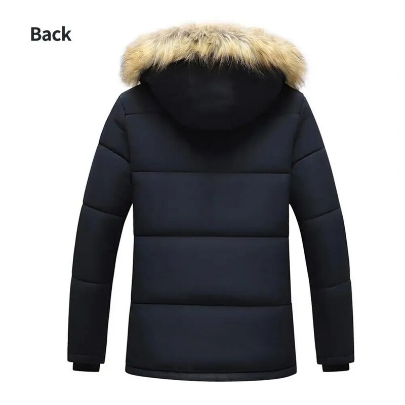 Stylish Cotton Coat  Furry Hat Men Winter Coat  Loose Men Winter Coat