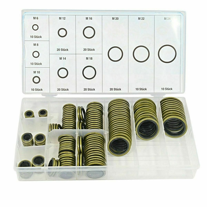 Kit de surtido de anillos de sellado unidos de 150/100 piezas, tornillo de drenaje de aceite, juego de juntas de arandela combinado, M6 M8, M10, M12, M14, M16, M18, M20, M22