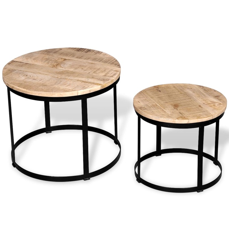 Stoliki do kawy salon nowoczesny stolik do kawy Home Decor dwuczęściowy zestaw szorstki drewno Mango okrągły 40 cm/50 cm