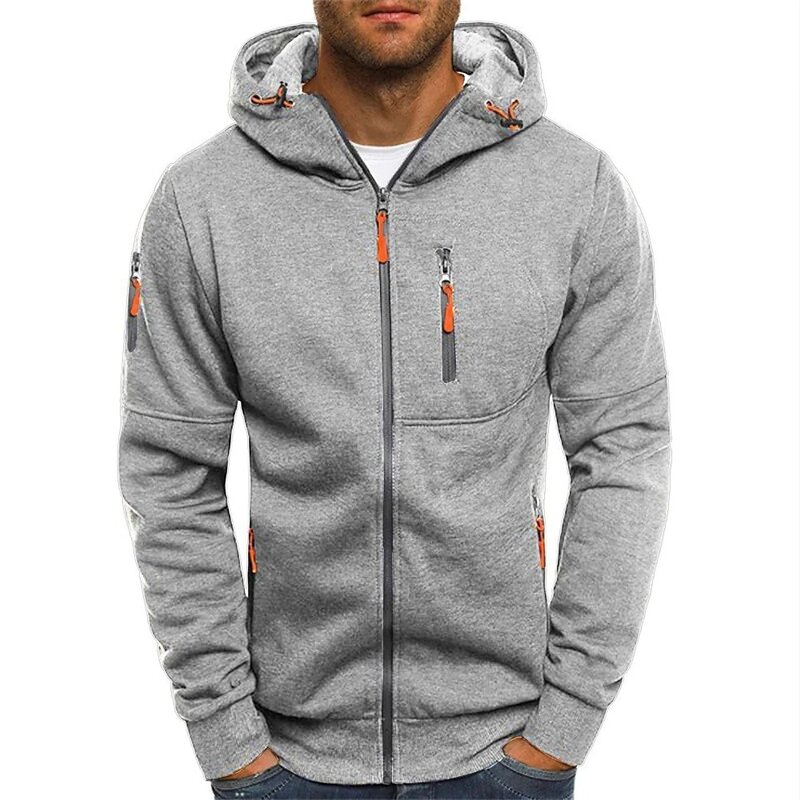 Cross-border new big size men's autumn and winter sports fitness jacket casual arm zipper hoodie Cardigan hoodie