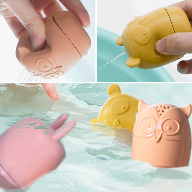 Baby Shower zabawki zwierzątka z kreskówek zabawki prysznicowe dla dzieci rozproszenie pływające silikonowe zabawki do kąpieli kroplówki miękkiego silikonu BPA za darmo