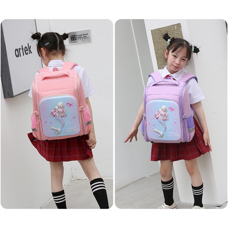 Рюкзак для начальной школы, новинка 2023, Корейская версия, вместительные сумки, Детский рюкзак с мультяшным рисунком русалки, школьные сумки для мальчиков с роботами