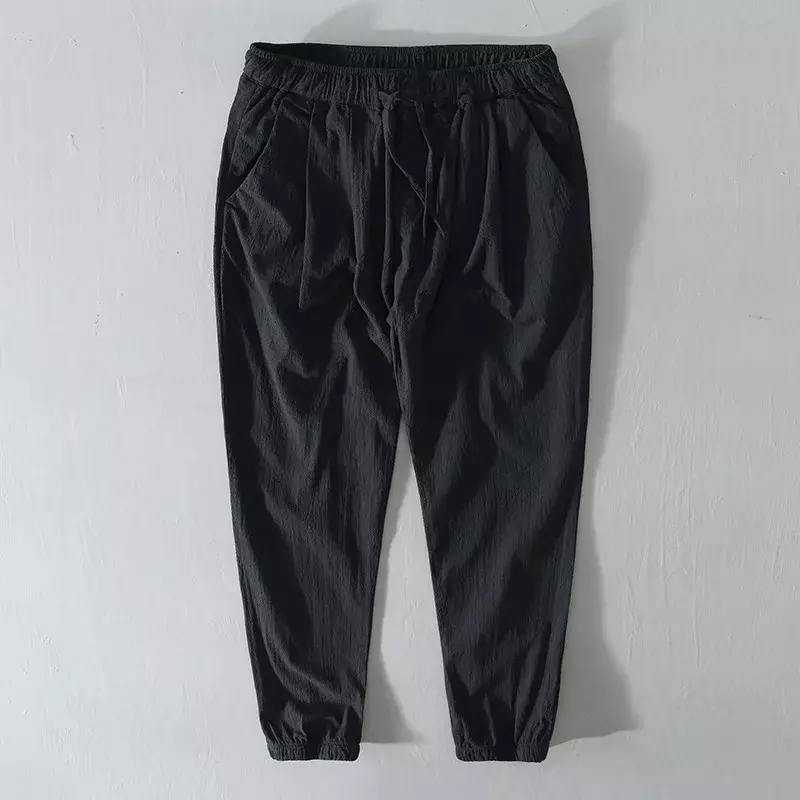 8213 японские дышащие повседневные брюки для мужчин, повседневные пляжные свободные однотонные простые брюки-карго на завязках для отдыха на каждый день