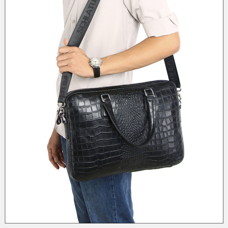 Luxury Genuine Leather Business Men Briefcase Cowhide Handbag 16-Inch Laptop Bag Large Male Shoulder Messenger Bag