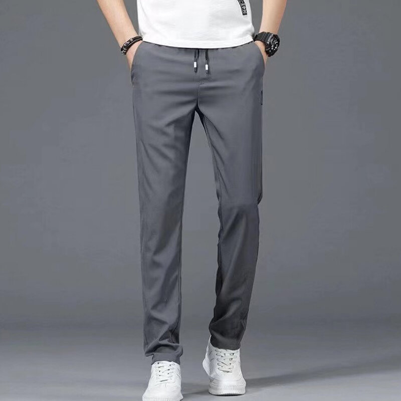 Celana kasual fashion legging pria, celana panjang pria 2024
