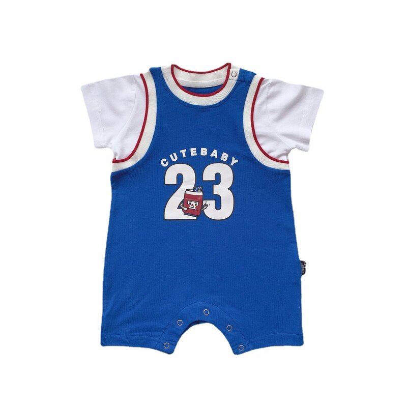 Jenny&DaveInfant and toddler jumpsuit 2023 summer vacation two-piece design basketball jumpsuit for boys and girls, outdoor clim