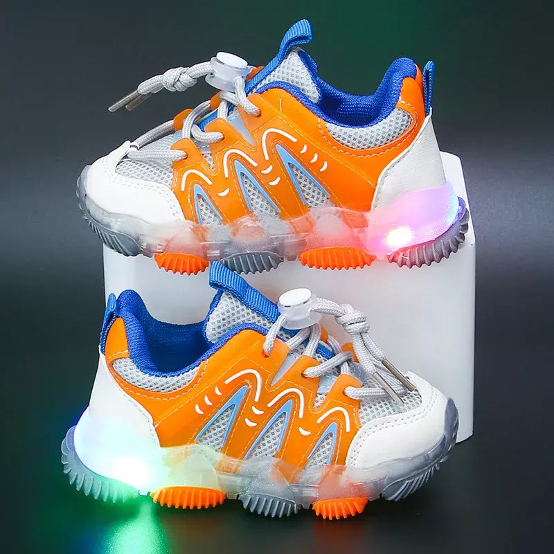 Children's LED Sneakers Kids Casual Shoes For Boys Baby Toddler Mesh Sneakers With Light Non Slip Walking Shoes