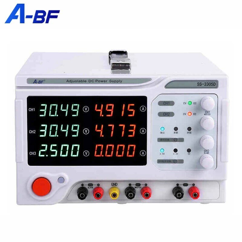 A-BF DC Lab Power Supply Banco Fonte, Regulador de Tensão Estabilizado, Quatro Dígitos Multi Channel, Três Way Banco de Energia, 30V, 3A, 5A