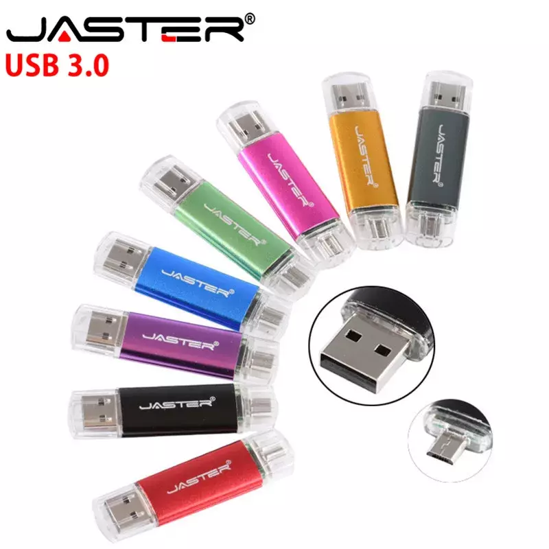 JASTER OTG USB 3.0 USB 플래시 드라이브 안드로이드/PC 시스템용 펜 드라이브, 4GB 16GB 32GB 64GB 128GB 외부 저장 장치 Pendrive U 디스크