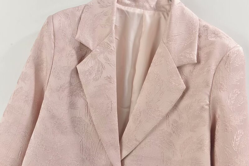 Abrigo de traje informal holgado para mujer, abrigo Vintage de manga larga con bolsillo, Top único, decoración con botones de Jacquard, 22, 2024