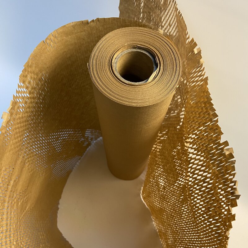 38ซม.X 5M Hex เบาะบัฟเฟอร์ Vellum Paper กระดาษคราฟท์บรรจุ Honeycomb Craft บรรจุภัณฑ์คราฟท์ห่อกระดาษรังผึ้งห่อ
