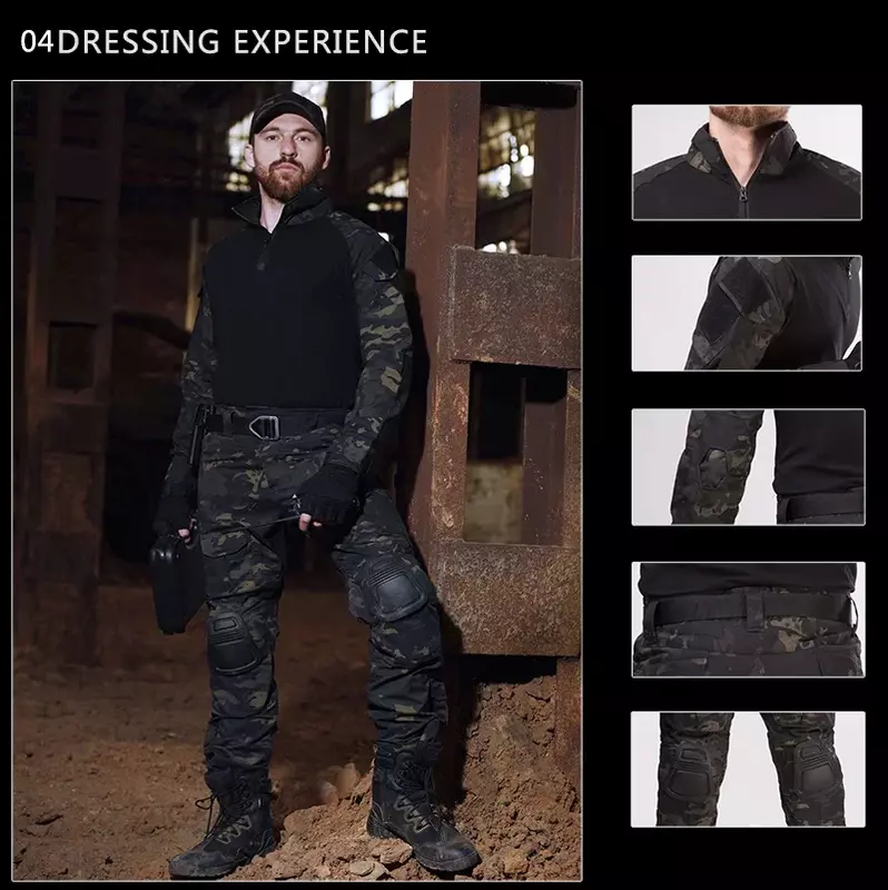 Pantalones tácticos militares de camuflaje Multicam, resistentes al desgaste del ejército, pantalones de combate de Paintball con rodilleras, ropa de caza
