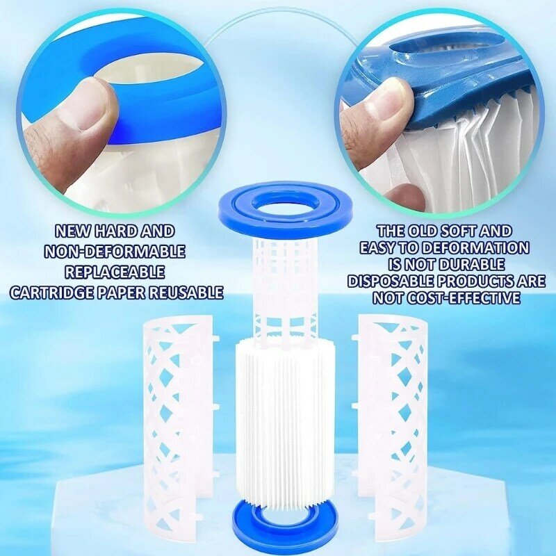 Cartucho de filtro de 9 piezas, repuesto de filtro de piscina, suministros de limpieza de piscinas, papel de filtro de piscinas