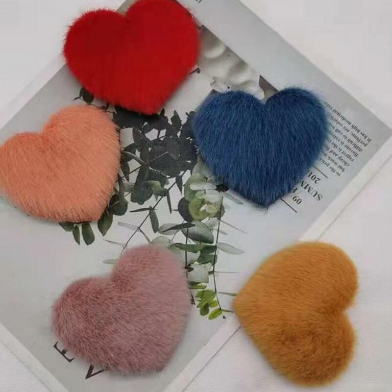 Hair Pin Sweet Plush Hair Accessories Pure Color Hair Barrette Love Heart Shape Children Side Hair Clip Headwear For Winter