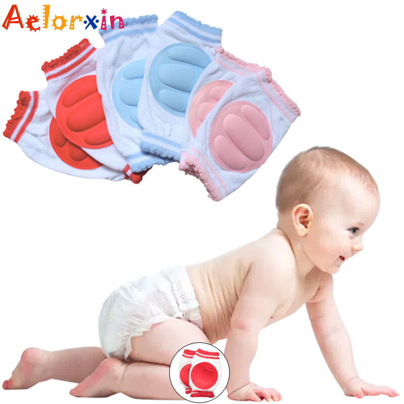 Calcetines de esponja de algodón transpirables para niños pequeños, cubierta de rodilla para gatear, protección de rodilleras, 1 par