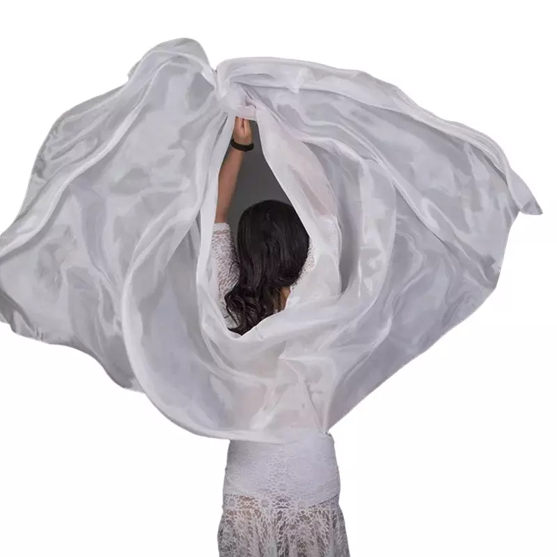 حجاب بطن مصنوع يدويًا للنساء والفتيات ، حرير خفيف ، شالات بيضاء صلبة ، لفافات بيضاء صينية ، 24 لونًا
