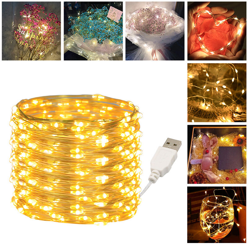 LED 스트링 조명 구리 실버 와이어 요정 화환 조명 램프, 크리스마스 웨딩 홈 파티 휴일 조명, 5M, 10M, 20M