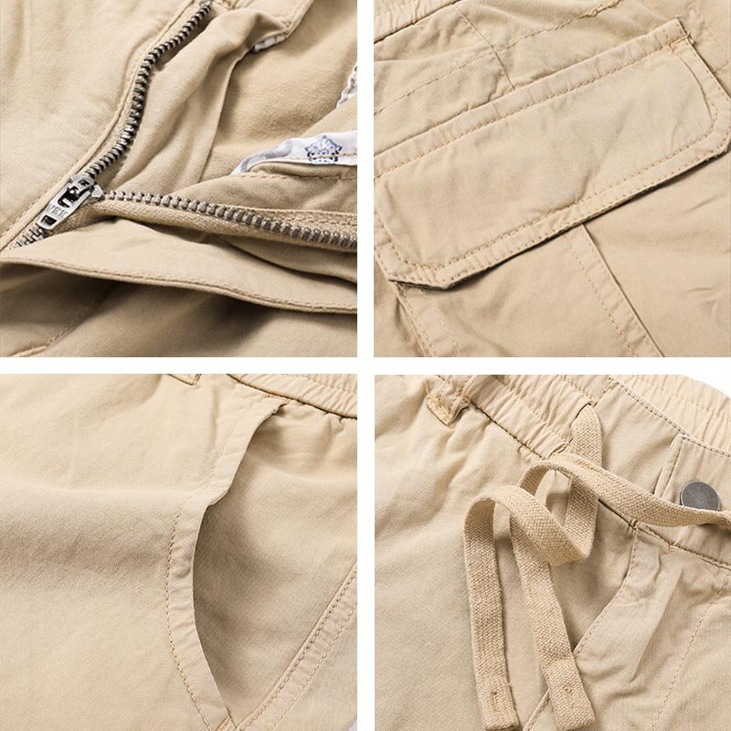 Pantalones Cargo para hombre, pantalón corto informal, holgado, de algodón puro, multibolsillos, clásico, a la moda, para verano