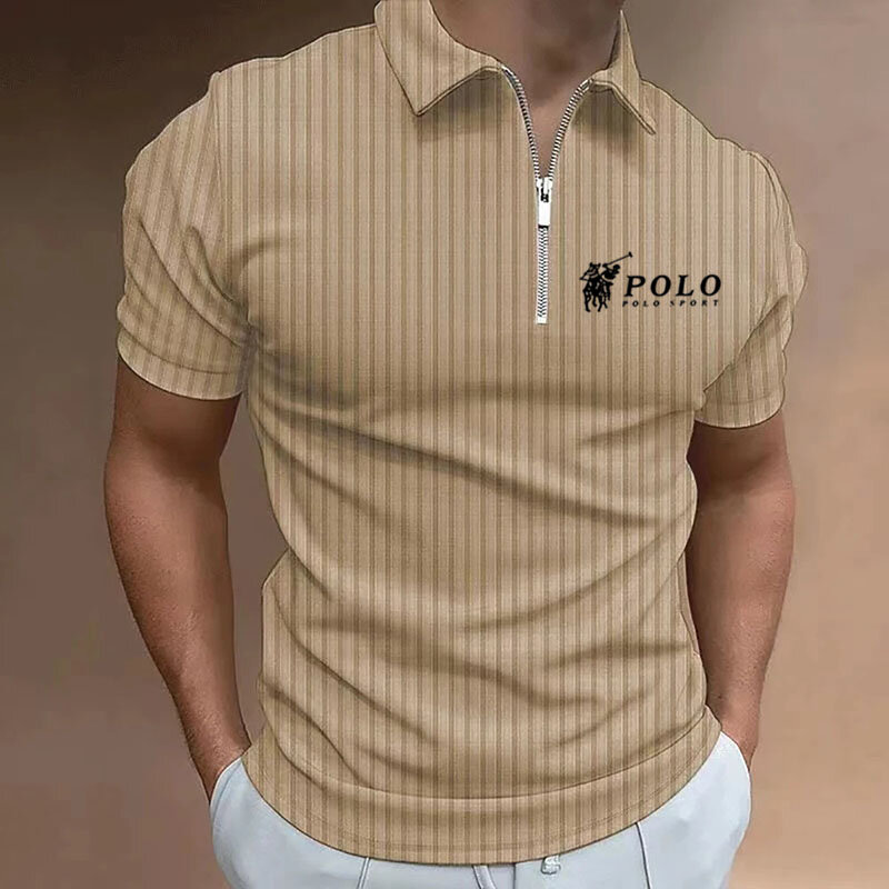 Shhirt-Polo de manga larga con cremallera para hombre, camiseta informal con estampado de solapa talla grande S-4 XL  2024