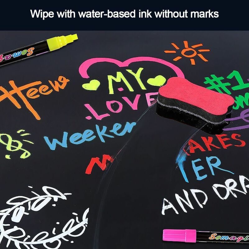 Uitwisbare Vloeibare Krijt Marker Pen Led Schrijfbord Glas Raam Kunst Marker Pen Blackboard Graffiti Fluorescerende Marker