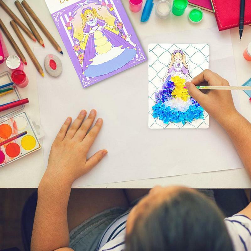 Poking Art DIY zabawki kreatywne Puzzle przebicie malowanie dla dzieci ręcznie robione DIY element ubioru naklejki książka dla dziewczynek prezenty urodzinowe