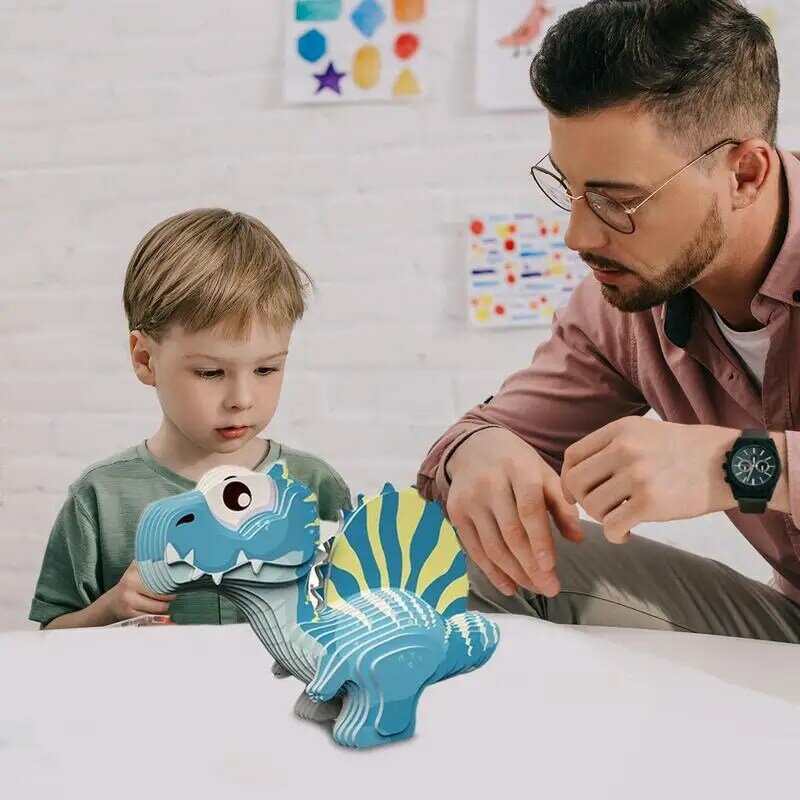 Пазлы-Динозавры детские, бумажная игрушка-пазл, 3D динозавр, обучающая активность, развивающие строительные блоки для рук и глаз