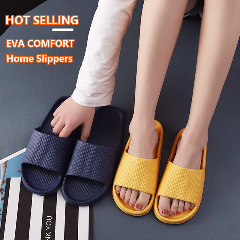Zapatillas de casa de moda para hombres y mujeres, chanclas antideslizantes de suela suave ligera de EVA para interiores, sandalias de baño casuales Y2k