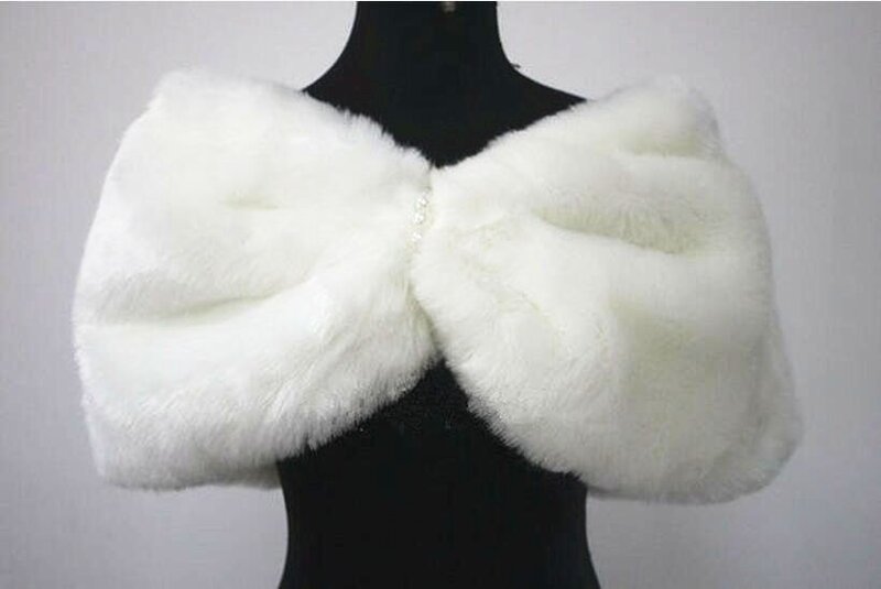 結婚披露宴のジャケット,冬用,白/アイボリーのコート,偽の毛皮の形