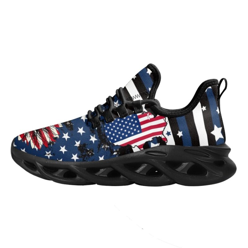 Zapatos de malla para correr para hombre y mujer, zapatillas informales ligeras con diseño del Día de la Independencia Americana, calzado con bandera de Estados Unidos, nuevo estilo, 2023